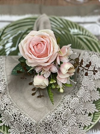 Porta guardanapo Bouquet Rosa Luxo