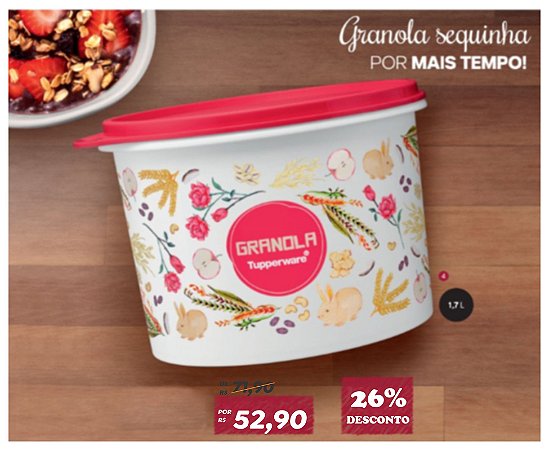 Tupperware Caixa Granola Floral 1,7 litro