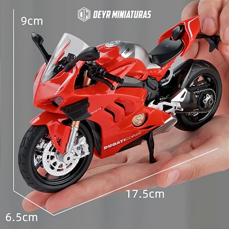 Miniatura Ducati Panigale V4 S Huayi 1:12 Acende Faróis