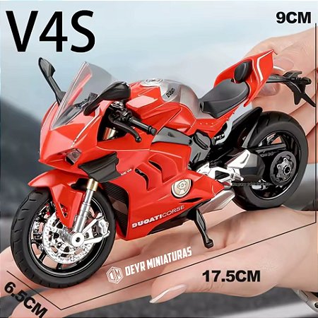 Miniatura Ducati Panigale V4 S Huayi 1:12 Acende Faróis