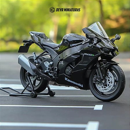 Miniatura Kawasaki Ninja ZX-10R Preto 2021 Welly 1:12