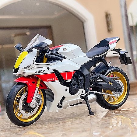 Miniatura Yamaha YZF-R1 2022 Edição 60 anos Escala 1:12