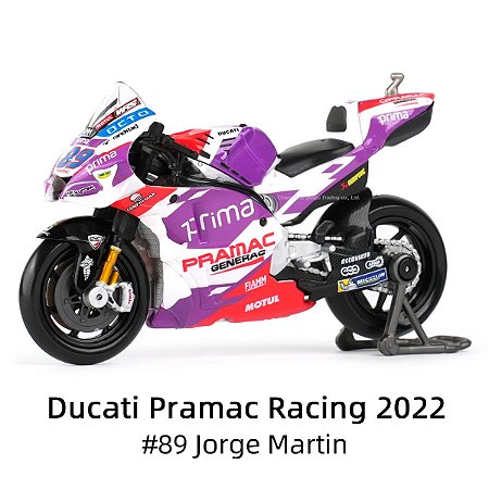 Miniatura Ducati Pramac Racing 2022 Piloto Jorge Martin 89 Maisto 1:18