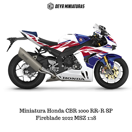 Miniatura Honda CBR 1000RR-R SP Fireblade Edição 30 Anos 2022 MSZ 1:18