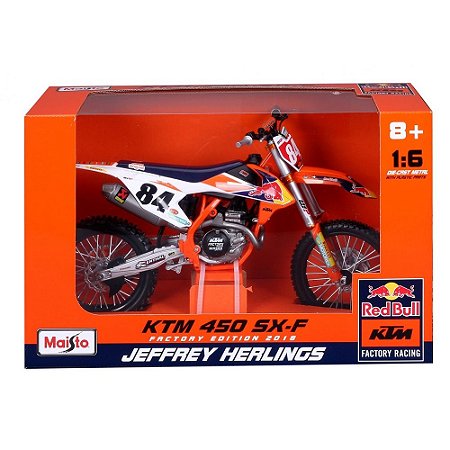 Miniatura Gigante KTM 450 SX-F Factory Edition 2018 Piloto Jeffrey Herlings 84 Maisto 1:6 (34 cm)