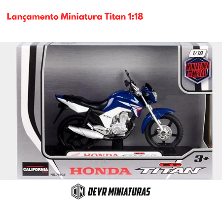 Miniatura Moto Honda CG Titan 150 2014 Azul Motormax 1:18