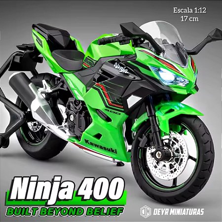 Miniatura Kawasaki Ninja 400 Escala 1:12 Acende Faróis