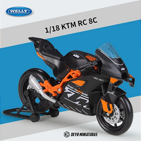 Miniatura KTM RC 8C 2022 Preto Welly 1:18