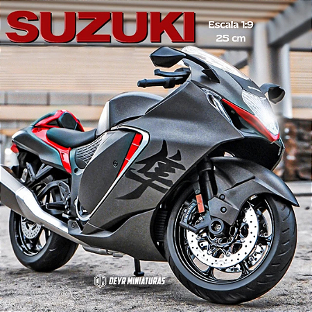 Miniatura Gigante Suzuki Hayabusa 2023 Cinza Trovão - Acende Faróis - Escala 1:9 (25cm)- Não tem Aceleração