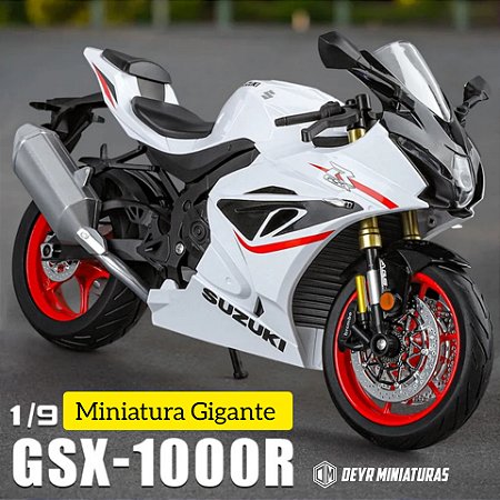 Miniatura Gigante Suzuki GSX-R 1000 R Branco Escala 1:9 - Acende Faróis (23 cm)