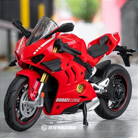 Miniatura Ducati Panigale V4 S Vermelho Escala 1:10 - Acende Faróis (20 cm)