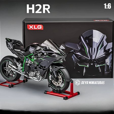 Miniatura Elétrica Gigante Kawasaki Ninja H2R Escala 1:6 (34 cm) - Som, Farol e Lanterna Acendem, Aceleração