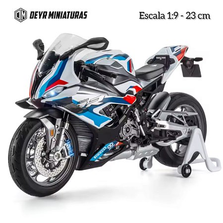 Miniatura BMW M 1000 RR 2021 Escala 1:9 - Acende Farol - 23 cm