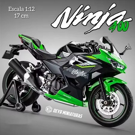 Miniatura Kawasaki Ninja 400 Escala 1:12 Acende Faróis
