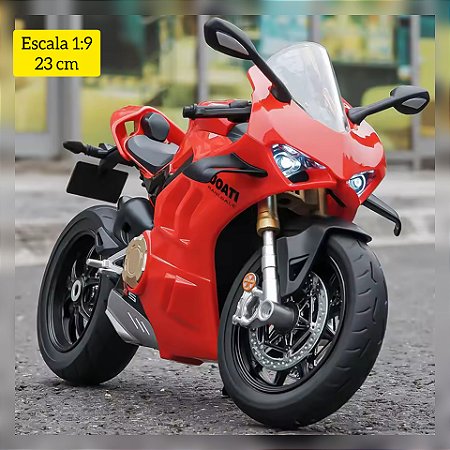 Miniatura GIGANTE Ducati Panigale V4S 2023 Escala 1:9 - Acende Farol (23 cm)