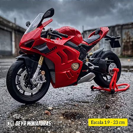 Miniatura GIGANTE Ducati Panigale V4S 2023 Escala 1:9 - Acende Farol (23 cm)