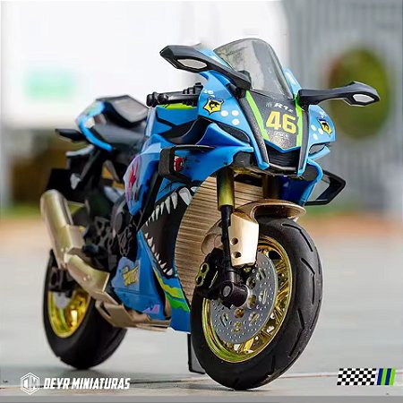 Miniatura Yamaha YZF-R1M Escala 1:10 - Acende Farol (20 cm)