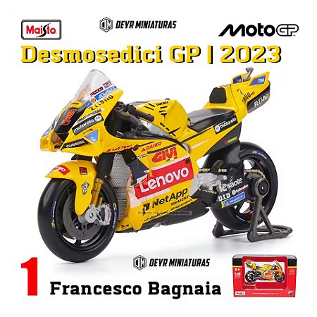 Miniatura Ducati MotoGP 2023 Maisto 1:18 - Piloto Francesco Bagnaia #1