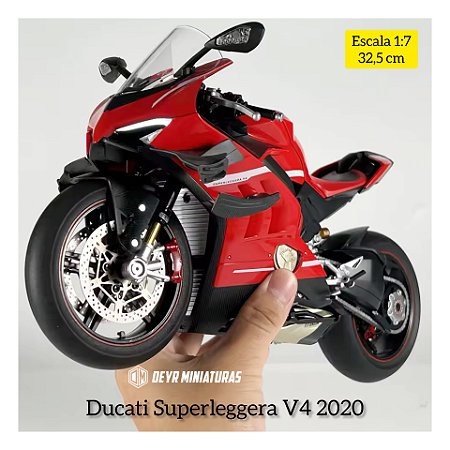 Miniatura Elétrica Gigante Ducati Superleggera V4 2020 Escala 1:7 (32 cm) - Som, Farol e Lanterna Acendem, Aceleração