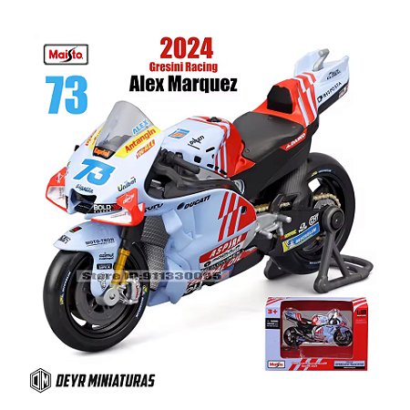 Miniatura MotoGP Gresini Racing 2024 Maisto 1:18 - Piloto Alex Marquez 73