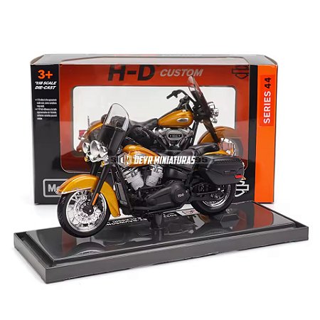 Miniatura Harley-Davidson Heritage Classic 2023 Laranja Maisto 1:18 Edição Especial ( c/base) - Series 44
