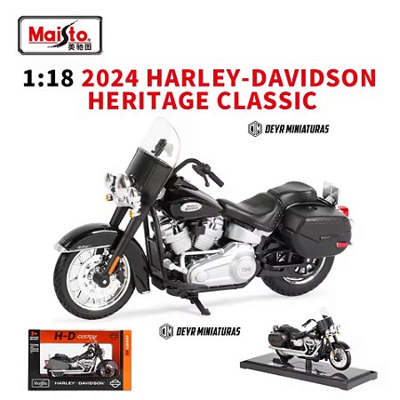 Miniatura Harley-Davidson Heritage Classic 2024 Preto Maisto 1:18 Edição Especial ( c/base) Series 45