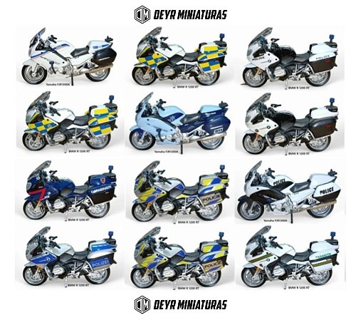 Kit C/12 Miniaturas De Motos BMW R1200 RT Maisto Autoridade Policial 1:18
