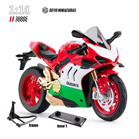 Miniatura Ducati Panigale V4 S Verde Escala 1:10 - Acende Faróis (20 cm)