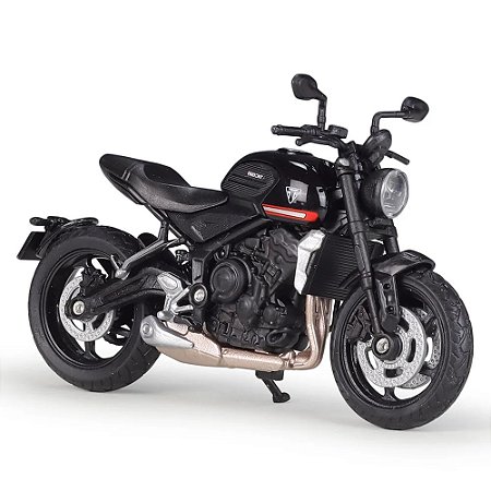 Miniatura Triumph Trident 660 Preto 2021 Welly 1:18 C/Base