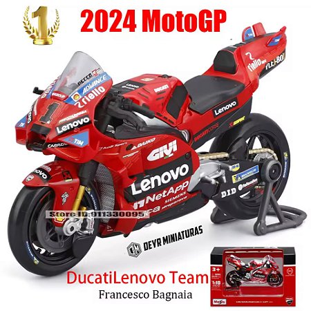Miniatura Ducati Lenovo Team MotoGP 2024 - Piloto Francesco Bagnaia #1 Maisto 1:18
