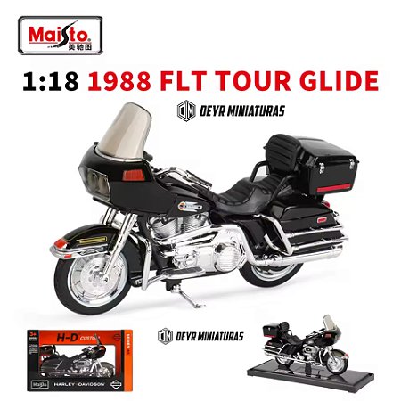 Miniatura Harley-Davidson FLT Tour Glide 1988 Preto Maisto 1:18 Edição Especial ( c/base) Series 45