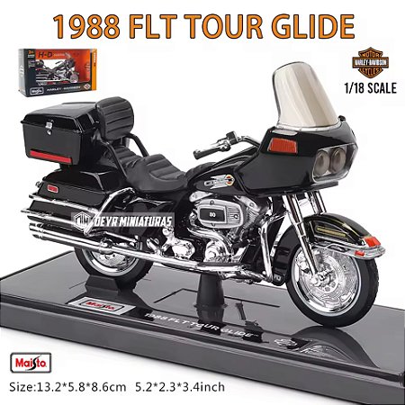 Miniatura Harley-Davidson FLT Tour Glide 1988 Preto Maisto 1:18 Edição Especial ( c/base) Series 45