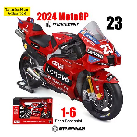 Miniatura Gigante Ducati Lenovo Team MotoGP 2024 - Piloto Enea Bastianini #23 Maisto 1:6 - (34 cm)