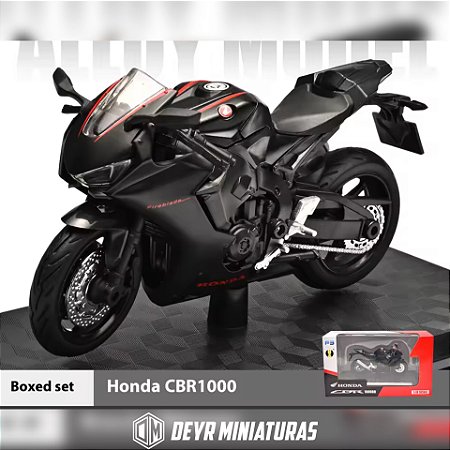 Miniatura Honda CBR 1000 RR Fireblade 2018 Preto Escala 1:18 C/Base