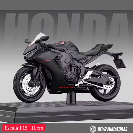 Miniatura Honda CBR 1000 RR Fireblade 2018 Preto Escala 1:18 C/Base