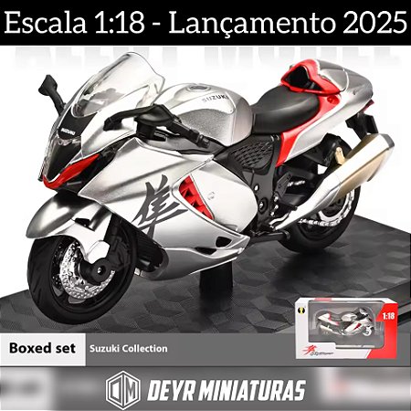Miniatura Suzuki Hayabusa 2023 Cinza Escala 1:18 C/Base