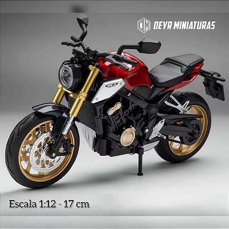 Miniatura Honda CB 650R Vermelho Escala 1:12 - Acende Farol - 17 cm