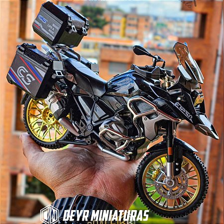 Miniatura BMW R 1250 GS Preto Escala 1:10 (22 cm) - Acende Farol