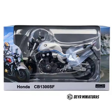 Miniatura Honda CB 1300 SF Branco Listras Azuis Automaxx 1:12