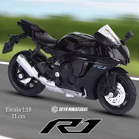 Miniatura Yamaha YZF-R1 Preto 2022 Escala 1:18