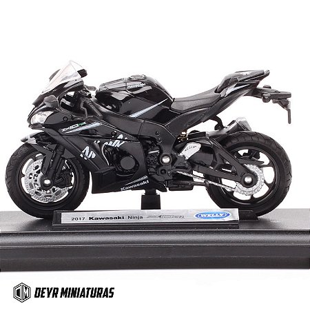Miniatura Kawasaki Ninja ZX-10RR 2017 Welly 1:18 C/Base