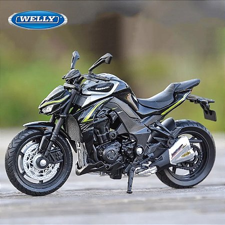 Miniatura Kawasaki Z1000R Edition 2017 Welly 1:18 C/Base