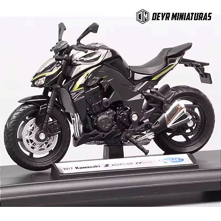 Miniatura Kawasaki Z1000R Edition 2017 Welly 1:18 C/Base