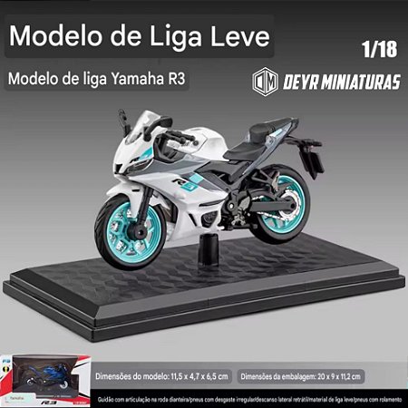 Miniatura Yamaha YZF-R3 2024 Branca Metálica R-White - Escala 1:18