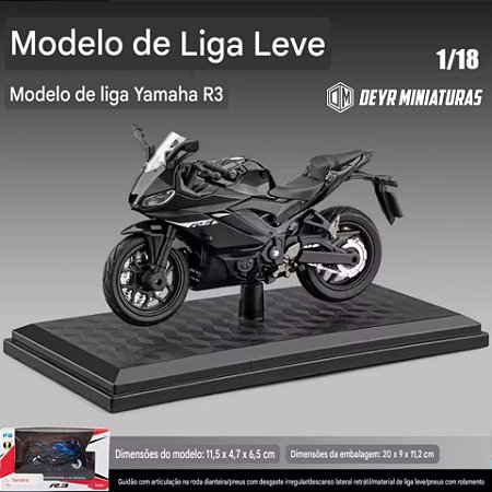 Miniatura Yamaha YZF-R3 2024 Preta Metálica Midnight Black - Escala 1:18