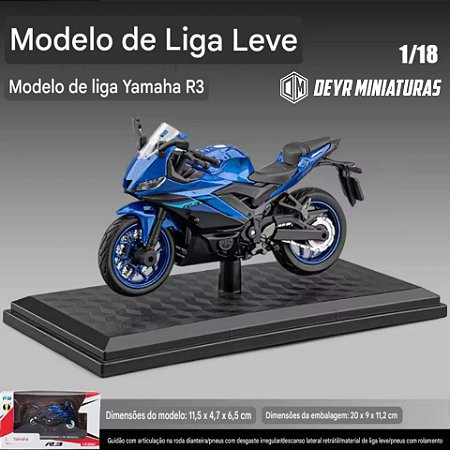 Miniatura Yamaha YZF-R3 2024 Racing Blue (azul metálico) - Escala 1:18