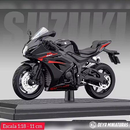 Miniatura Suzuki GSX 1000R Preto Escala 1:18 C/ Base