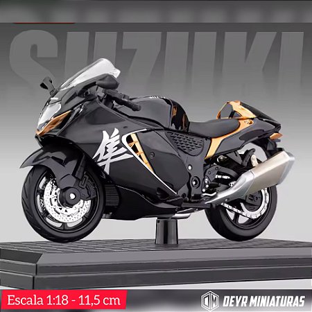 Miniatura Suzuki Hayabusa 2023 Preta Escala 1:18 C/ Base