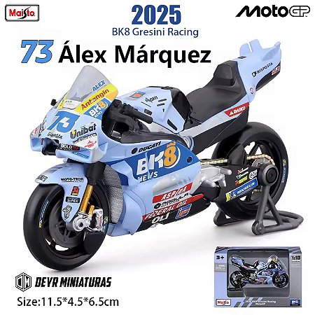 Miniatura MotoGP BK8 Gresini Racing 2025 - Piloto Alex Marquez #73 Maisto 1:18