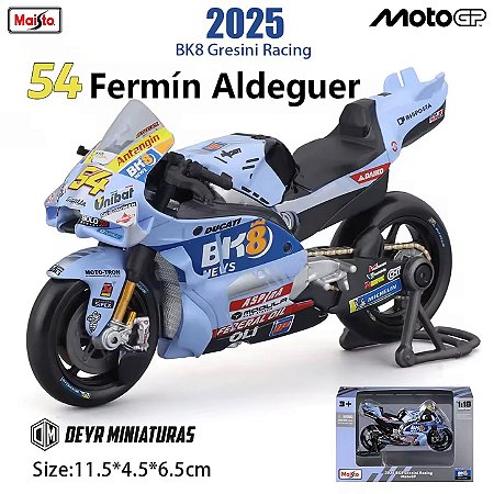 Miniatura MotoGP BK8 Gresini Racing 2025 - Piloto Fermin Aldeguer #54 Maisto 1:18